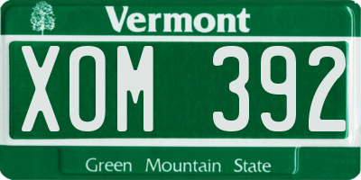 VT license plate XOM392