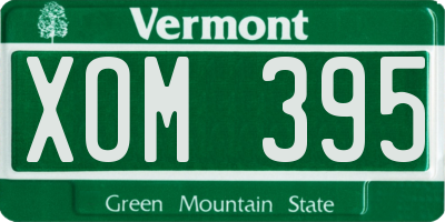VT license plate XOM395