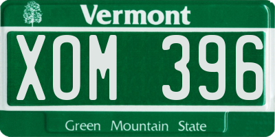 VT license plate XOM396