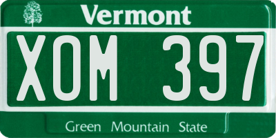 VT license plate XOM397