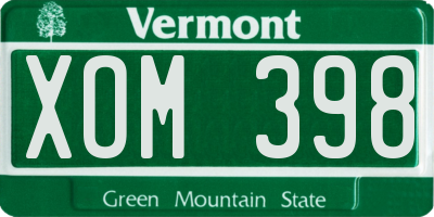 VT license plate XOM398