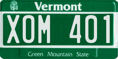 VT license plate XOM401