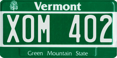 VT license plate XOM402