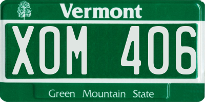 VT license plate XOM406