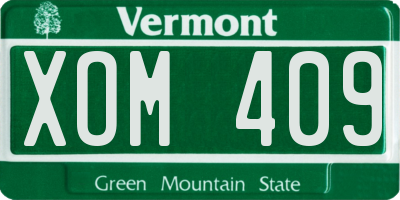 VT license plate XOM409
