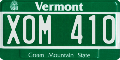 VT license plate XOM410