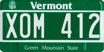 VT license plate XOM412