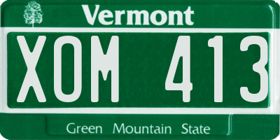 VT license plate XOM413