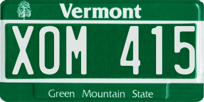 VT license plate XOM415