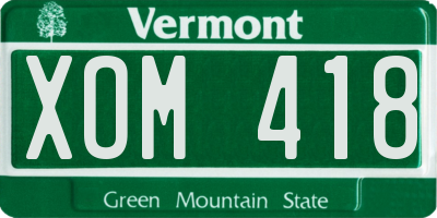 VT license plate XOM418