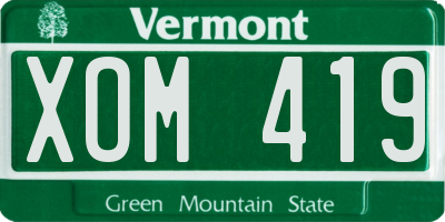 VT license plate XOM419