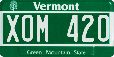 VT license plate XOM420