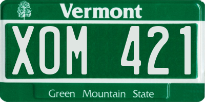 VT license plate XOM421