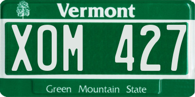 VT license plate XOM427