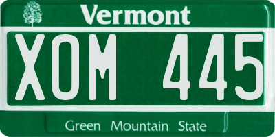 VT license plate XOM445