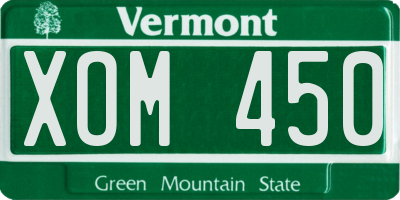 VT license plate XOM450