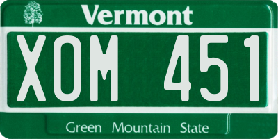 VT license plate XOM451