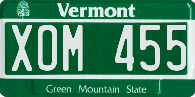 VT license plate XOM455