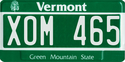 VT license plate XOM465