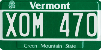 VT license plate XOM470