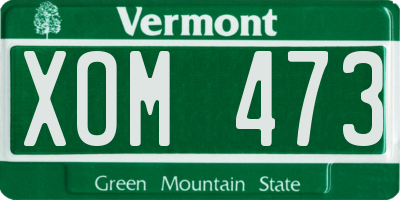 VT license plate XOM473