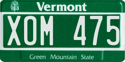 VT license plate XOM475