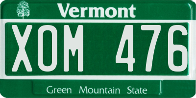 VT license plate XOM476
