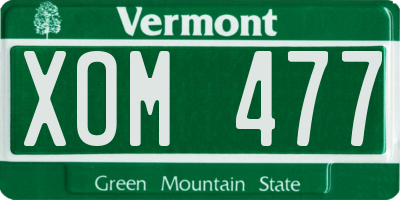 VT license plate XOM477