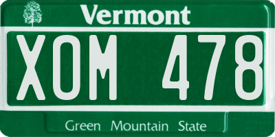 VT license plate XOM478