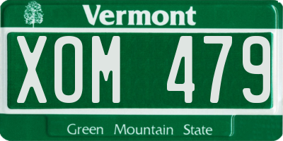VT license plate XOM479