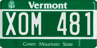 VT license plate XOM481