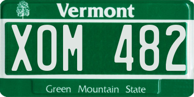 VT license plate XOM482