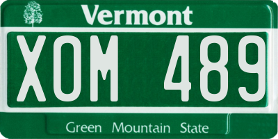 VT license plate XOM489