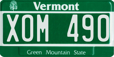 VT license plate XOM490