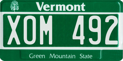 VT license plate XOM492