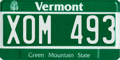 VT license plate XOM493