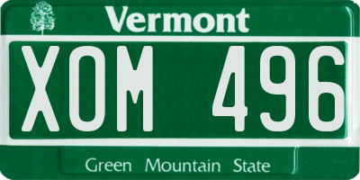VT license plate XOM496