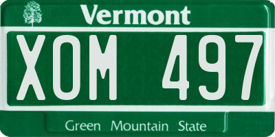 VT license plate XOM497
