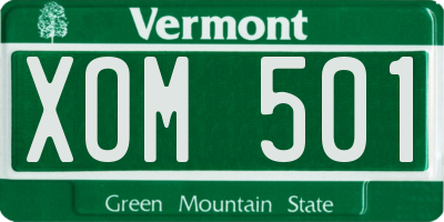 VT license plate XOM501