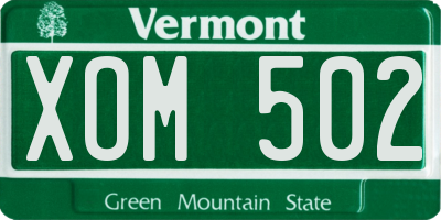 VT license plate XOM502