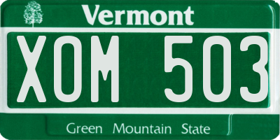 VT license plate XOM503