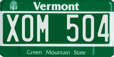 VT license plate XOM504