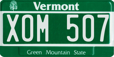 VT license plate XOM507