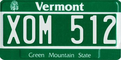 VT license plate XOM512