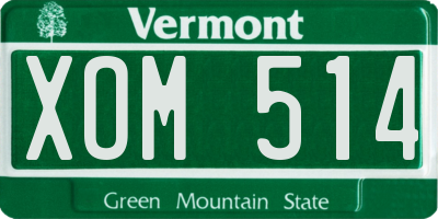 VT license plate XOM514