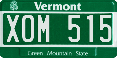 VT license plate XOM515