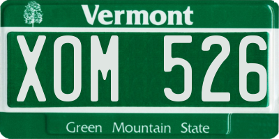 VT license plate XOM526