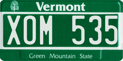 VT license plate XOM535