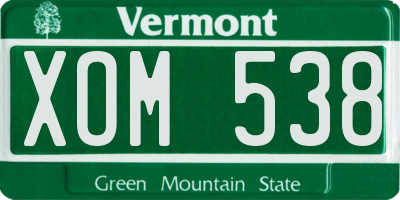 VT license plate XOM538