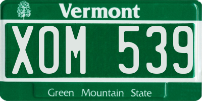 VT license plate XOM539